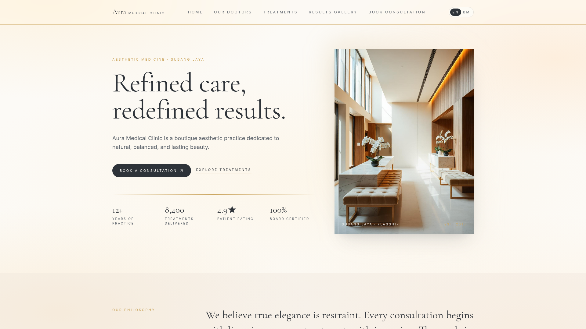 Aura Medical Clinic Showcase — live website screenshot