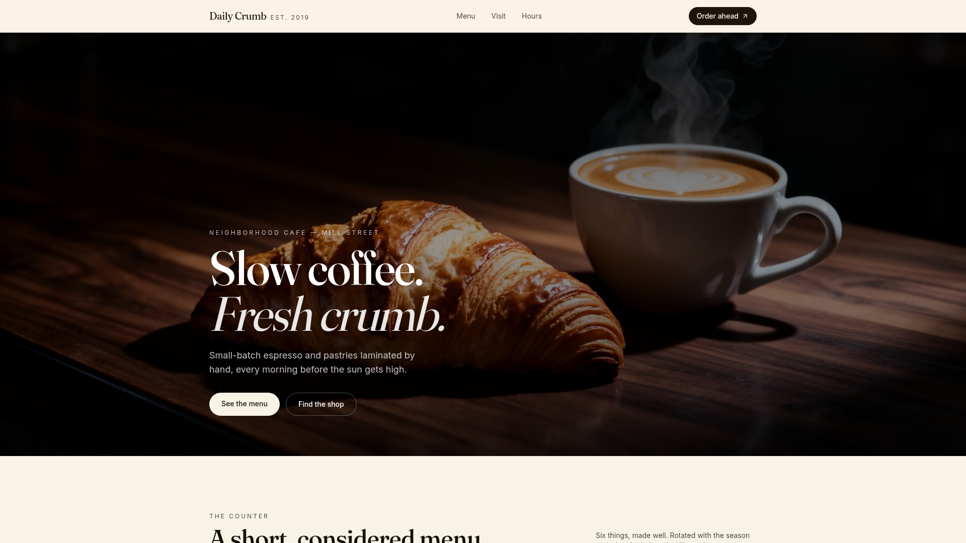 The Daily Crumb Framework — live website screenshot